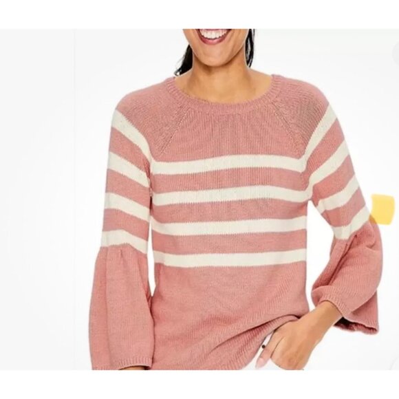 BODEN Women’s Sweater M Arianna Striped Crew Neck Bell Sleeve Pink - Picture 5 of 9